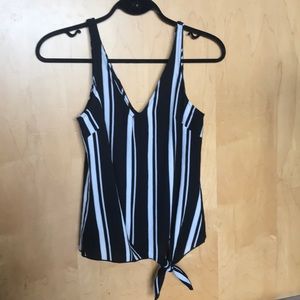 Striped tank with tie